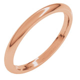 14K Rose Gold 2 mm Comfort-Fit Half Round Band Size 8