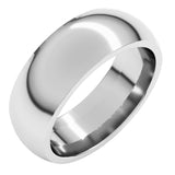 Sterling Silver 7 mm Comfort-Fit Half Round Band Size 11