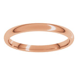 14K Rose Gold 2 mm Lightweight Comfort-Fit Half Round Band Size 4