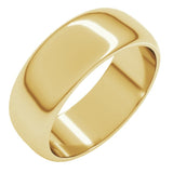 14K Yellow Gold 7 mm Half Round Band Size 5.5