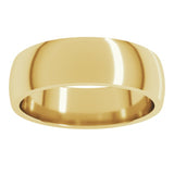 14K Yellow Gold 6 mm Lightweight Comfort-Fit Half Round Band Size 5