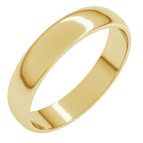 14K Yellow Gold 4 mm Lightweight Half Round Band Size 8