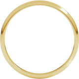 14K Yellow Gold 2 mm Lightweight Half Round Band Size 10
