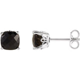 Sterling Silver Natural Black Onyx Scroll Setting® Earrings