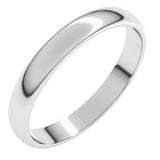14K White Gold 3 mm Lightweight Half Round Band Size 8