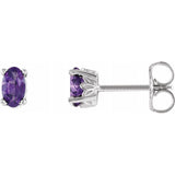 14K White Gold Natural Amethyst Scroll Setting® Stud Earrings