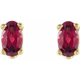 14K Yellow Gold Natural Mozambique Garnet Scroll Setting® Stud Earrings