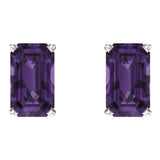 14K White Gold Natural Amethyst Scroll Setting® Earrings