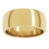 10K Yellow Gold 8 mm Lightweight Comfort-Fit Half Round Band Size 10.5