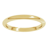 10K Yellow Gold 2 mm Comfort-Fit Half Round Band Size 7.5