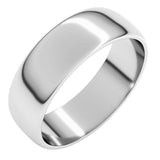 10K White Gold 6 mm Lightweight Half Round Band Size 7