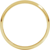14K Yellow Gold 2.5 mm Lightweight Half Round Band Size 7.5