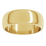 14K Yellow Gold 7 mm Half Round Band Size 12