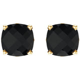 14K Yellow Gold Natural Black Onyx Scroll Setting® Earrings