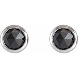 14K White Gold 1/2 CTW Rose-Cut Natural Black Diamond Bezel-Set Earrings