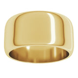 14K Yellow Gold 10 mm Half Round Band Size 11