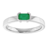 14K White Gold Lab-Grown Emerald Family Stackable Ring