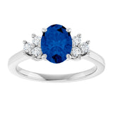 14K White Gold Lab-Grown Blue Sapphire & 1/6 CTW Lab-Grown Diamond Ring