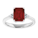 14K White Gold Natural Mozambique Garnet and 1/10 CTW Lab-Grown Diamond Ring