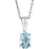 Sterling Silver Natural Aquamarine 16-18" Necklace