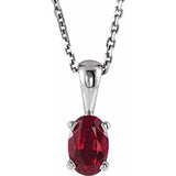 Sterling Silver Natural Mozambique Garnet 16-18" Necklace