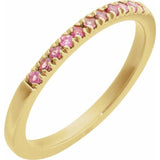 14K Yellow Gold Vermeil Natural Pink Tourmaline Stackable Ring