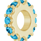 18K Yellow Gold-Plated Sterling Silver Natural Aquamarine Spacer Charm/Pendant