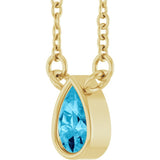 14K Yellow Gold Natural Aquamarine 18" Necklace