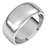 Sterling Silver 8 mm Half Round Band Size 16
