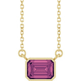 14K Yellow Gold Natural Pink Tourmaline 18" Necklace