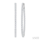 3 Ctw Inside-Out Round Cut Diamond 1/2-Inch Oval Hoop Earrings in 14K White Gold