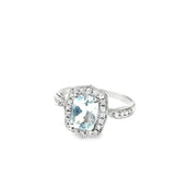 10KT White Gold Aquamarine and Diamond Ring
