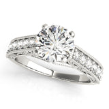 14kt gold Single Row Engagement Ring Prong Set