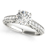 14kt gold Single Row Engagement Ring Prong Set