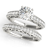 14kt gold Single Row Engagement Ring Prong Set