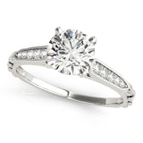 14kt gold Single Row Engagement Ring Prong Set