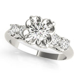 14kt gold Single Row Engagement Ring Prong Set
