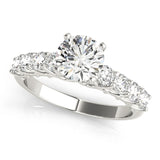14kt gold Single Row Engagement Ring Prong Set