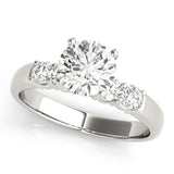 Silver Single Row Engagement Ring Prong Set