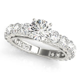 Silver Single Row Engagement Ring Prong Set