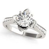 Silver Single Row Engagement Ring Prong Set