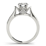 Silver Single Row Engagement Ring Prong Set