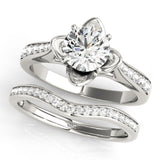 Silver Single Row Engagement Ring Prong Set