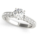 Silver Single Row Engagement Ring Prong Set