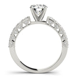 Silver Single Row Engagement Ring Prong Set