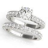 Silver Single Row Engagement Ring Prong Set