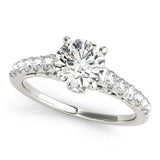 Silver Single Row Engagement Ring Prong Set