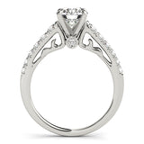 Silver Single Row Engagement Ring Prong Set