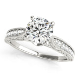 Silver Single Row Engagement Ring Prong Set