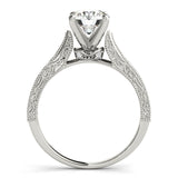 Silver Single Row Engagement Ring Prong Set